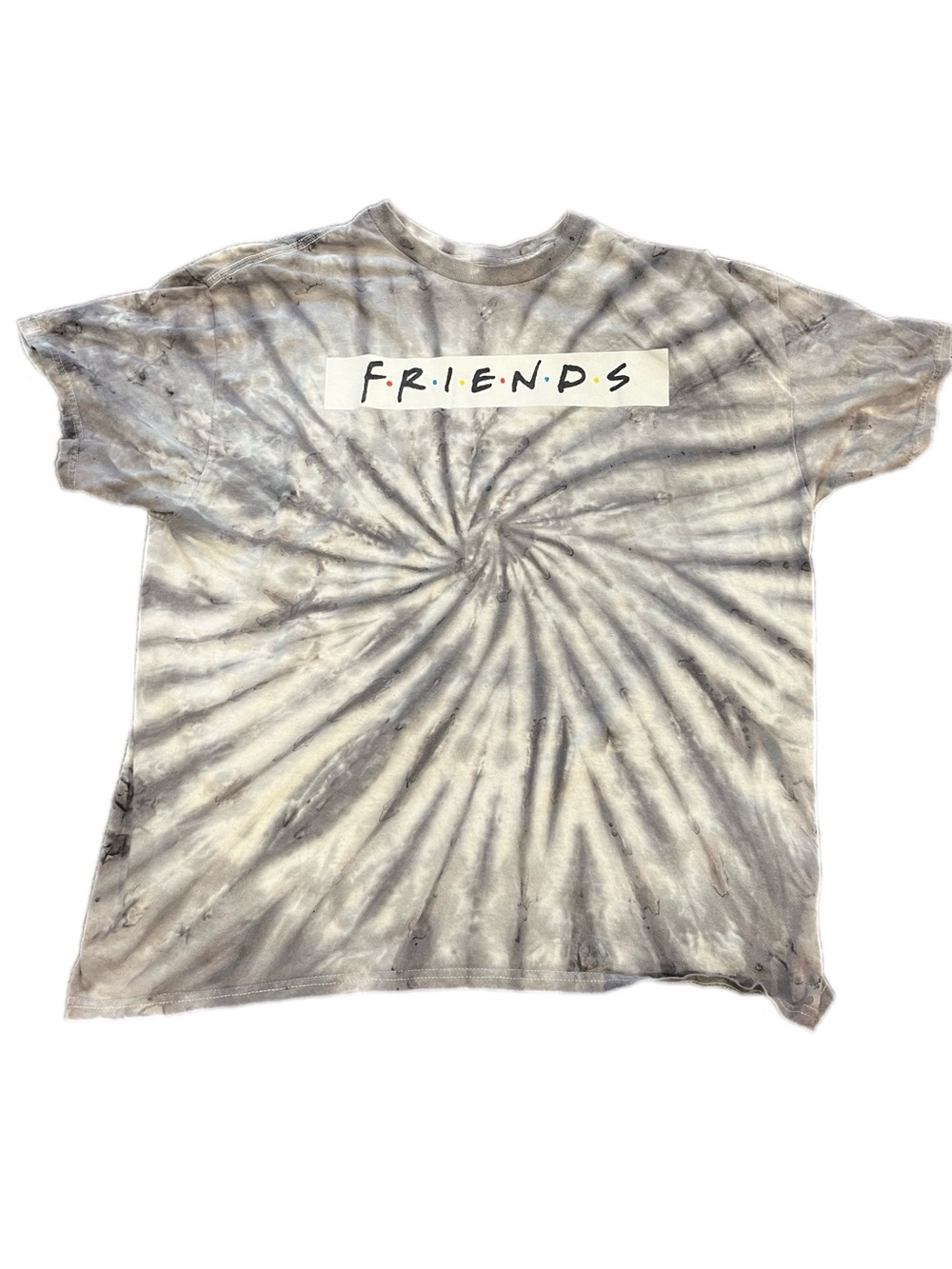 Love Tribe Tie-Dye FRIENDS Graphic Tee in Gray and White